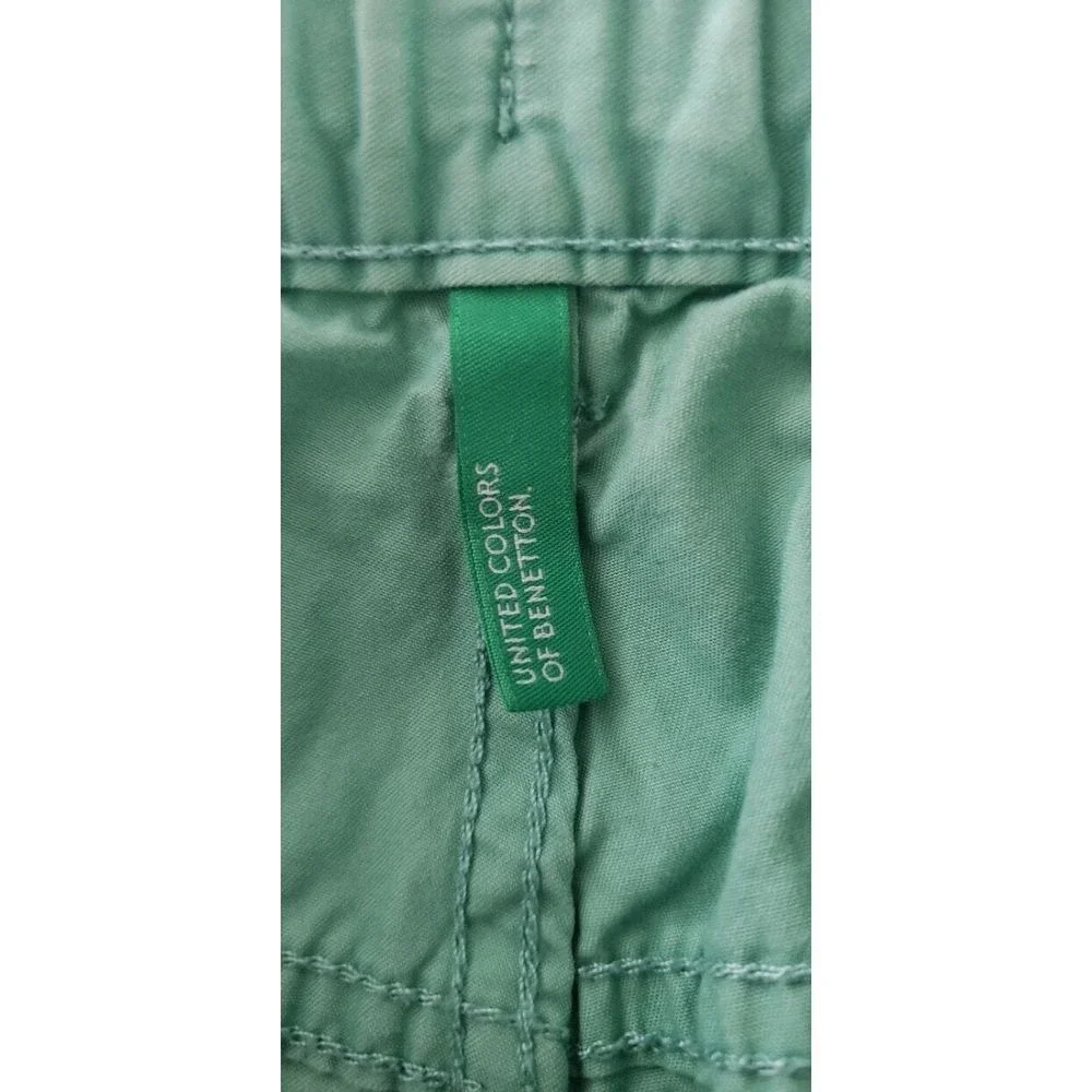 United Colors of Benetton Boys Mint Green Chino Shorts Skate Patch Size 2XL 12Y